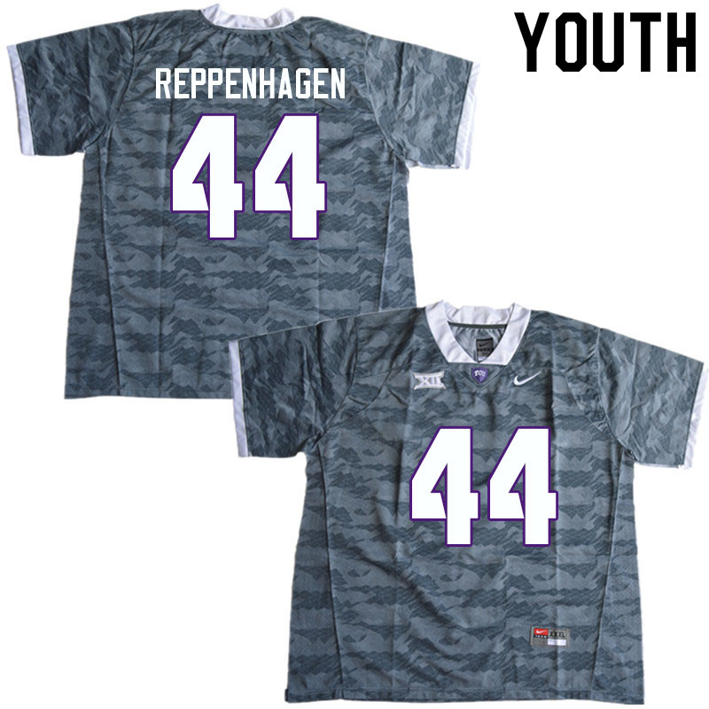 Youth #44 Ben Reppenhagen TCU Horned Frogs College Football Jerseys Sale-Gray